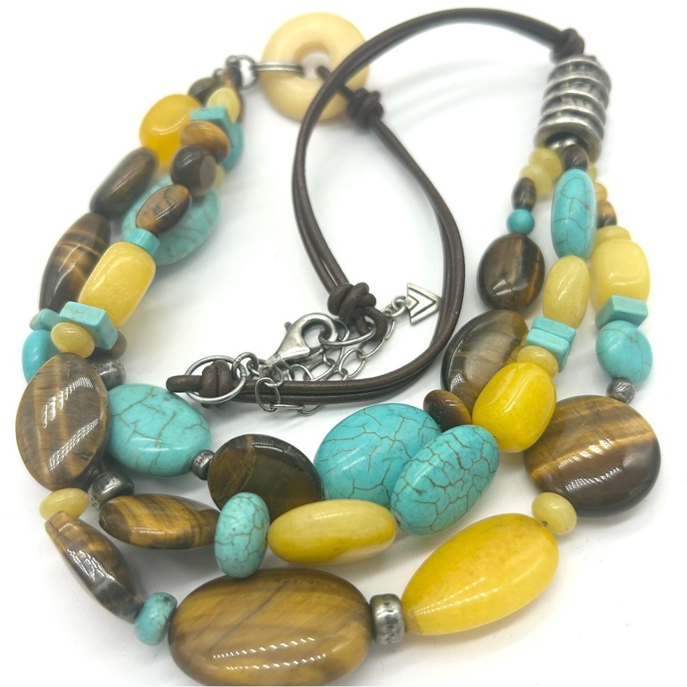 Silpada Sterling Tigers Eye Turquoise Beaded Necklace - Picture 2 of 3
